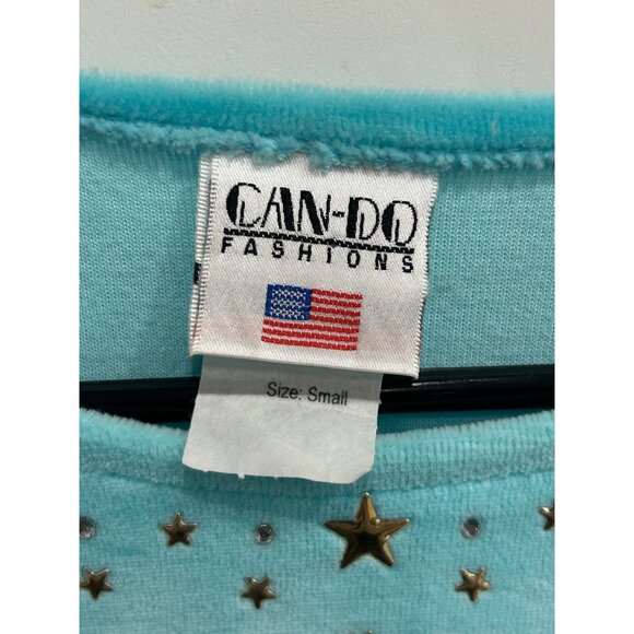 Can-Do Fashions Womens Small Star Embellished Blue Long Sleeve Top - Picture 5 of 8